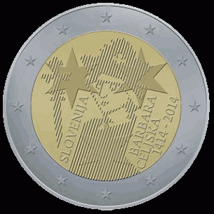 Slovenië 2 euro 2014 600ste verjaardag Kroning Barbara Celjska UNC